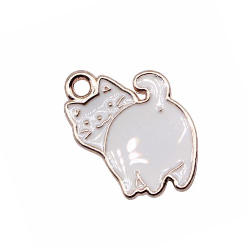 Zinc Alloy émail Pendants, alliage de zinc, chat, Placage, DIY, 10PC/sac, Vendu par sac