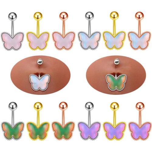 Brass Belly Ring Butterfly plated Unisex & enamel Sold By PC