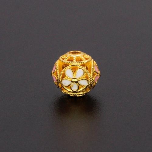 Zinc Alloy Spacer Beads gold color plated DIY & enamel & hollow Sold By Bag