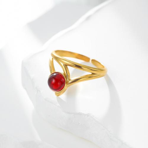 Stainless Steel Finger Ring 304 Stainless Steel with Plastic Vacuum Plating & for woman & hollow golden Sold By PC