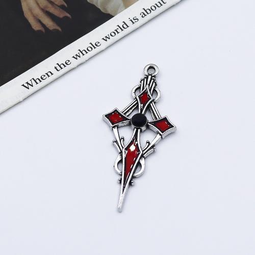 Zinc Alloy Cross Pendants gold color plated DIY & enamel Sold By PC