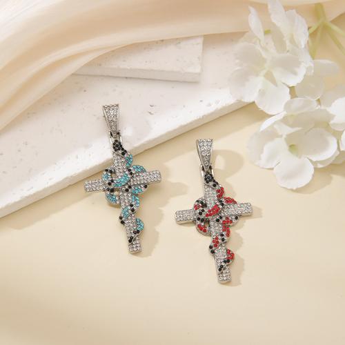 Zinc Alloy Cross Pendants gold color plated DIY & with rhinestone Sold By PC
