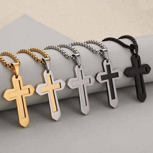 Nerezová ocel Cross Přívěsky, 304 Stainless Steel, Kříž, Dvojitá vrstva & DIY, více barev na výběr, Prodáno By PC
