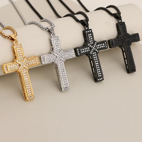Nerezová ocel Cross Přívěsky, 304 Stainless Steel, Kříž, DIY & s drahokamu, více barev na výběr, Prodáno By PC