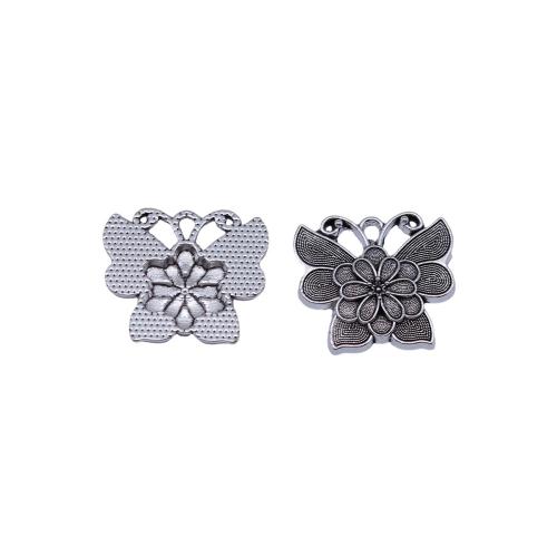 Zinc Alloy Animal Pendants Butterfly plated DIY antique silver color Sold By Bag