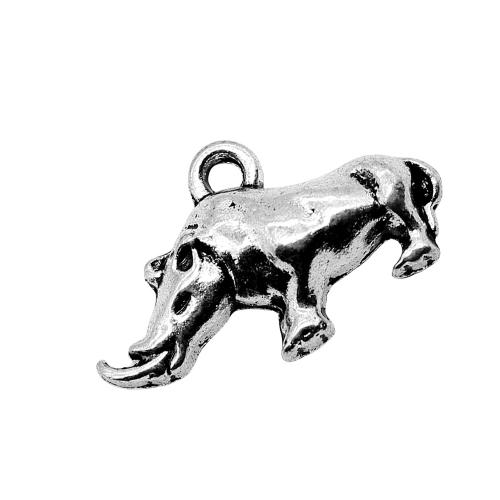 Zinc Alloy Animal Pendants Rhinoceros plated DIY antique silver color Sold By Bag