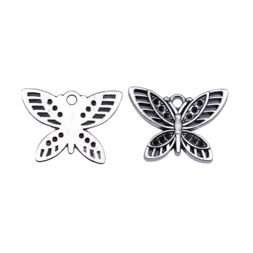 Zinc Alloy Animal Pendants Butterfly plated DIY antique silver color Sold By Bag