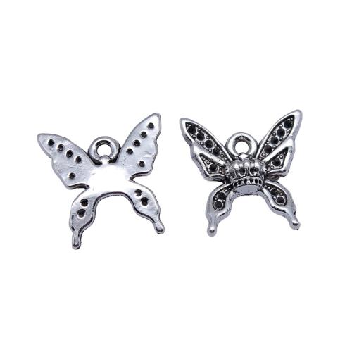 Zinc Alloy Animal Pendants Butterfly plated DIY antique silver color Sold By Bag