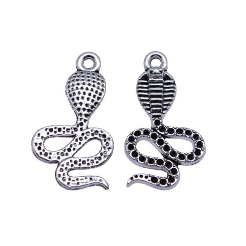 Zinc Alloy Animal Pendants Snake plated DIY antique silver color Sold By Bag