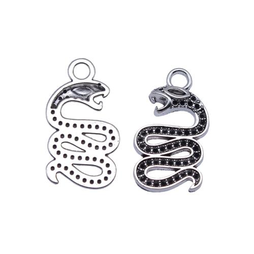 Zinc Alloy Animal Pendants Snake plated DIY antique silver color Sold By Bag