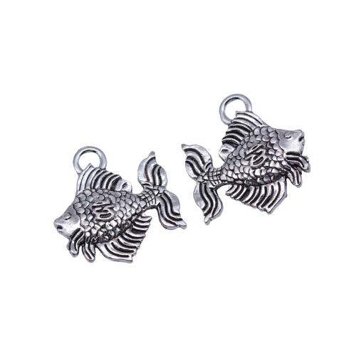Zinc Alloy Animal Pendants Fish plated DIY antique silver color Sold By PC