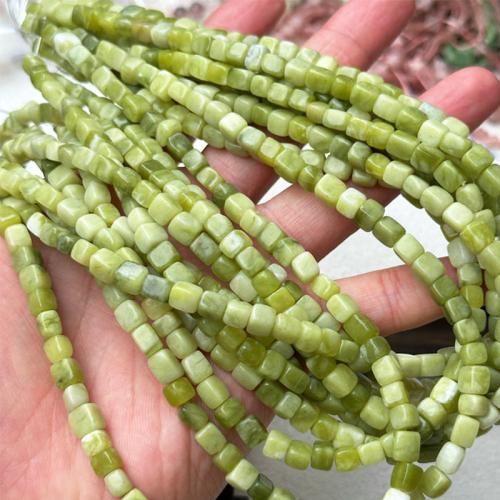 Natural Jade Beads Southern Jade Square polished DIY olive green beads size 5-6mm Sold Per Approx 38 cm Strand