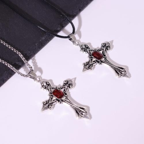 Zinc Alloy Cross Pendants gold color plated DIY & with rhinestone Sold By PC