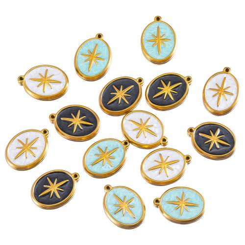 Stainless Steel Pendants 304 Stainless Steel 18K gold plated DIY & enamel Sold By Bag