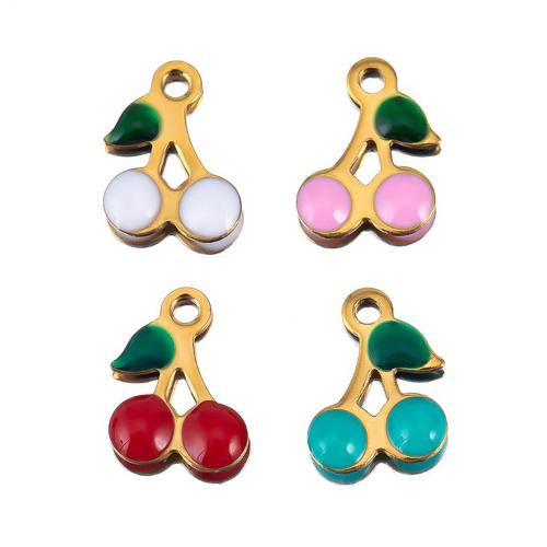 Stainless Steel Pendants 304 Stainless Steel Cherry plated random style & DIY & enamel Sold By Bag