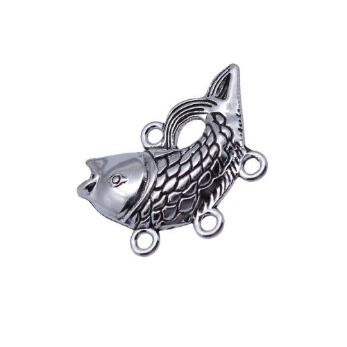 Animal Zinc Alloy Connector Fish plated DIY antique silver color Sold By Bag
