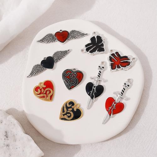 Zinc Alloy Enamel Pendants Heart and Cross gold color plated DIY Sold By PC