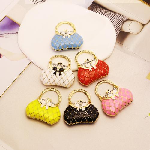 Zinc Alloy Enamel Pendants Handbag gold color plated DIY & with rhinestone Sold By PC