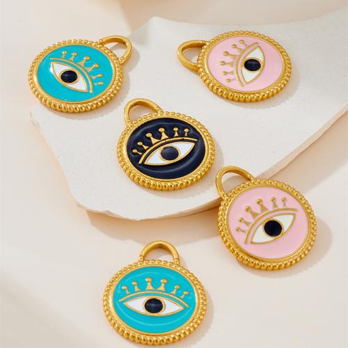 Stainless Steel Pendants 304 Stainless Steel Round plated DIY & enamel Sold By Bag