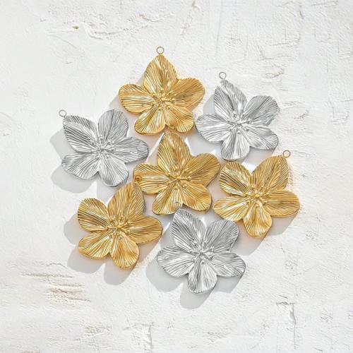 Stainless Steel Flower Pendant 304 Stainless Steel plated DIY Sold By Bag