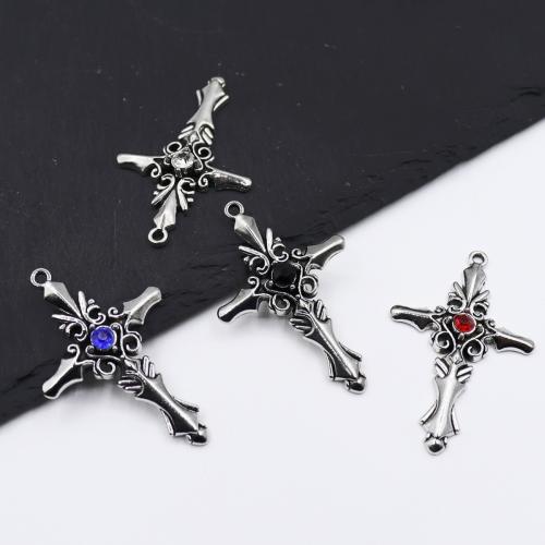 Zinc Alloy Cross Pendants gold color plated DIY & with rhinestone Sold By PC