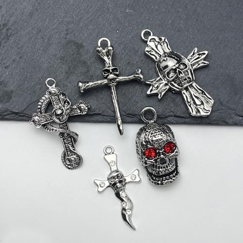 Zinc Alloy Rhinestone Pendants Cross gold color plated DIY & with rhinestone Sold By PC
