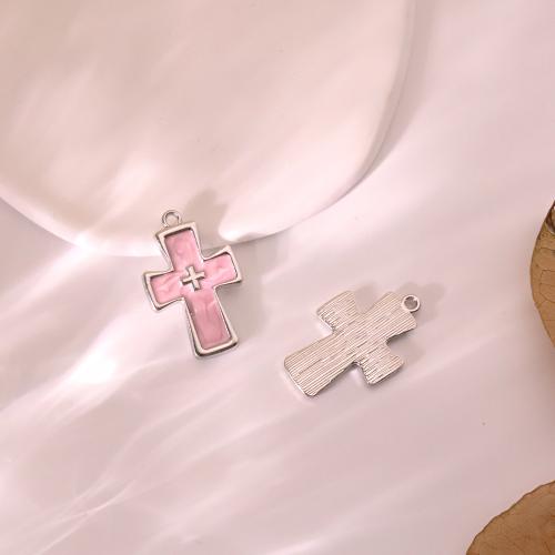 Zinc Alloy Enamel Pendants Cross gold color plated DIY Sold By PC