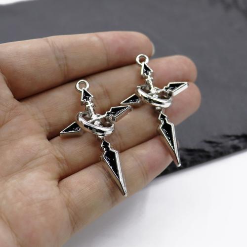 Zinc Alloy Cross Pendants gold color plated DIY & enamel black Sold By PC