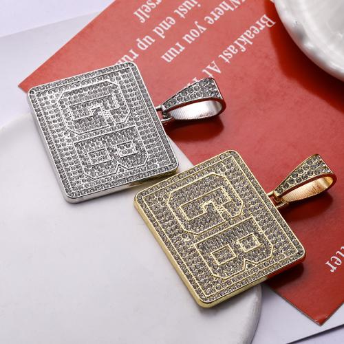 Zinc Alloy Rhinestone Pendants Square plated DIY & with rhinestone Sold By PC