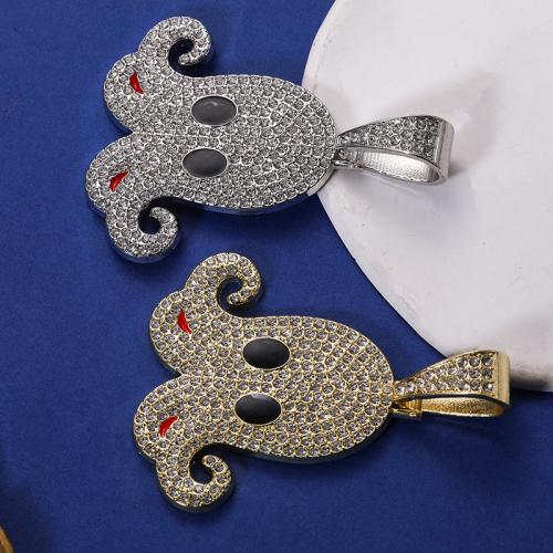 Zinc Alloy Rhinestone Pendants Octopus plated DIY & enamel & with rhinestone Sold By PC