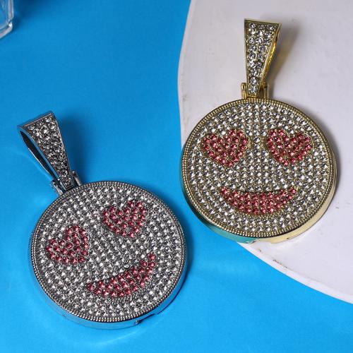 Cynk stopu Rhinestone wisiorki, Stop cynku, Koło, Powlekane, DIY & z kamieniem, dostępnych więcej kolorów, 48x44mm, sprzedane przez PC