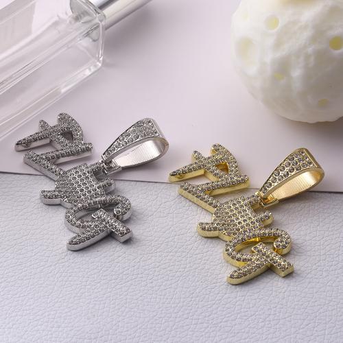 Zinc Alloy Rhinestone Pendants Alphabet Letter plated DIY & with rhinestone Sold By PC