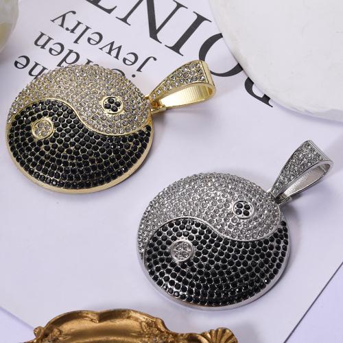 Cynk stopu Rhinestone wisiorki, Stop cynku, Koło, Powlekane, DIY & z kamieniem, dostępnych więcej kolorów, 55x50mm, sprzedane przez PC