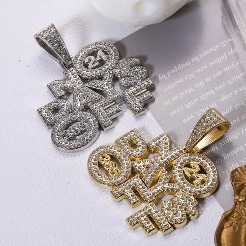 Zinc Alloy Rhinestone Pendants Alphabet Letter plated DIY & with rhinestone Sold By PC