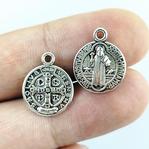 Zinc Alloy Pendants Round silver color plated DIY silver color Sold By Bag