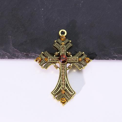 Zinc Alloy Cross Pendants gold color plated DIY & with rhinestone gold Sold By PC