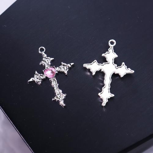 Zinc Alloy Cross Pendants gold color plated DIY & enamel & with rhinestone Sold By PC