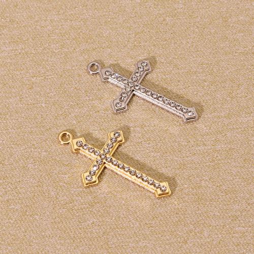 Zinc Alloy Cross Pendants gold color plated DIY & with rhinestone Sold By PC