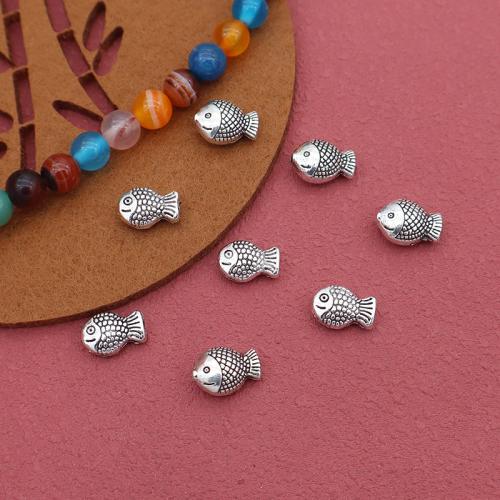 Zinc Alloy Spacer Beads Fish silver color plated DIY antique silver color Sold By Bag