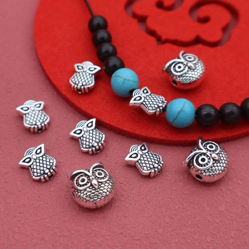 Zinc Alloy Spacer Beads Owl silver color plated DIY antique silver color Sold By Bag