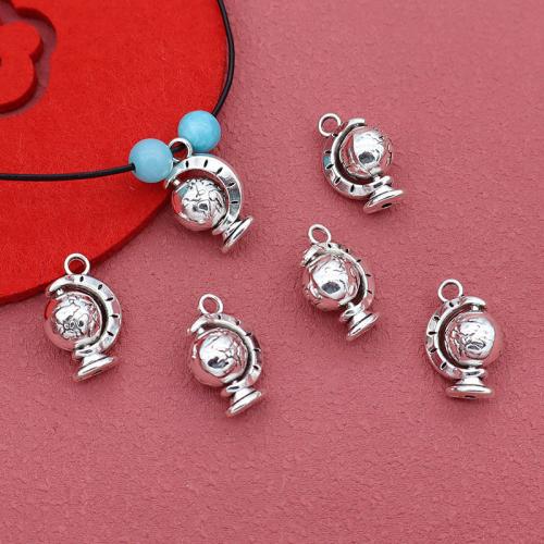 Zinc Alloy Pendants Globe silver color plated DIY antique silver color Sold By Bag