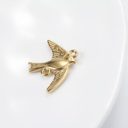 Connecteurs en acier inoxydable, Acier inoxydable 304, oiseau, Placage de couleur d'or, DIY, doré, 18x22x2.40mm, Vendu par PC