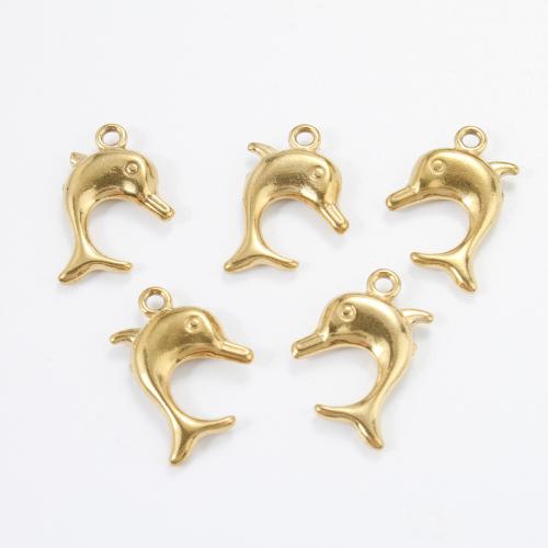 Stainless Steel Animal Pendants 304 Stainless Steel Dolphin gold color plated DIY golden Sold By PC