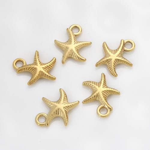 Stainless Steel Animal Pendants 304 Stainless Steel Starfish gold color plated DIY golden Sold By PC