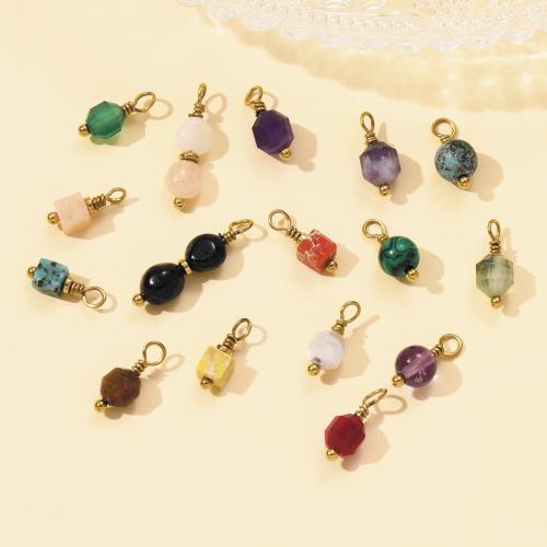 Gemstone Pendants Jewelry 304 Stainless Steel with Gemstone plated DIY Sold By Bag