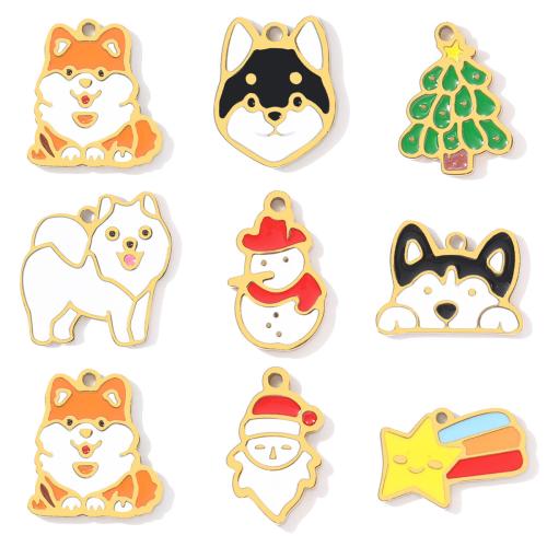 Stainless Steel Pendants 304 Stainless Steel gold color plated DIY & enamel Sold By Bag