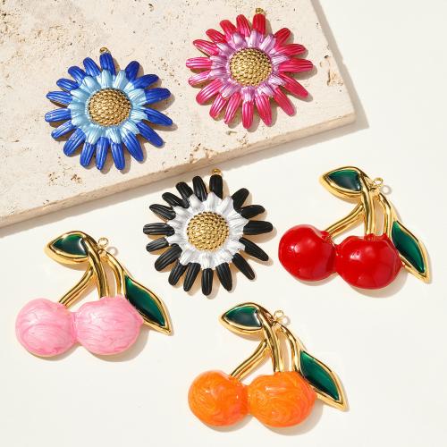 Stainless Steel Pendants 304 Stainless Steel gold color plated DIY & enamel Sold By Bag