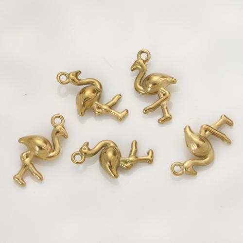 Stainless Steel Animal Pendants 304 Stainless Steel Crane gold color plated DIY golden Sold By PC