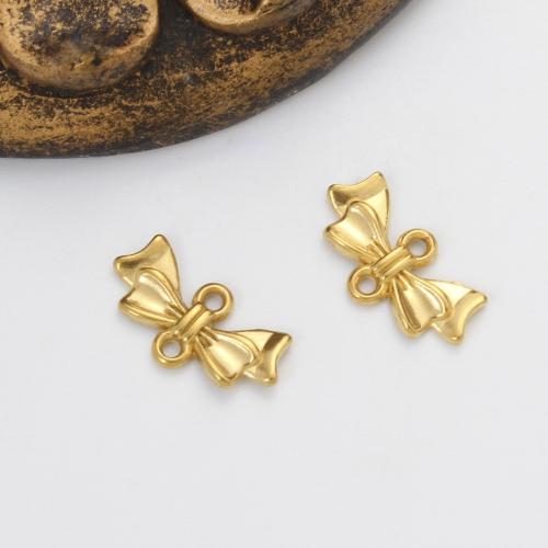 Connecteurs en acier inoxydable, Acier inoxydable 304, Noeud papillon, Placage de couleur d'or, DIY, doré, 8.60x16.60x2.50mm, Vendu par PC