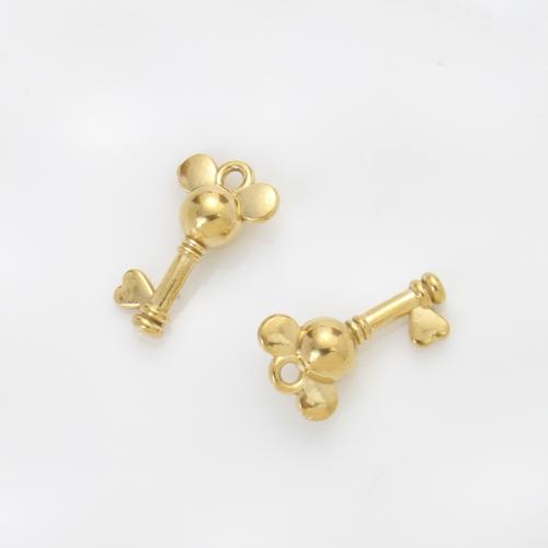 Colgantes de Acero Inoxidable, acero inoxidable 304, Llave, chapado en color dorado, Bricolaje, dorado, 15.30x9x5mm, Vendido por UD